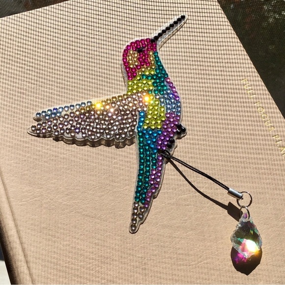 Hand Crafted Accessories - Diamond Art HUMMINGBIRD 01 Bookmark, Colorful, Sparkly, Bling